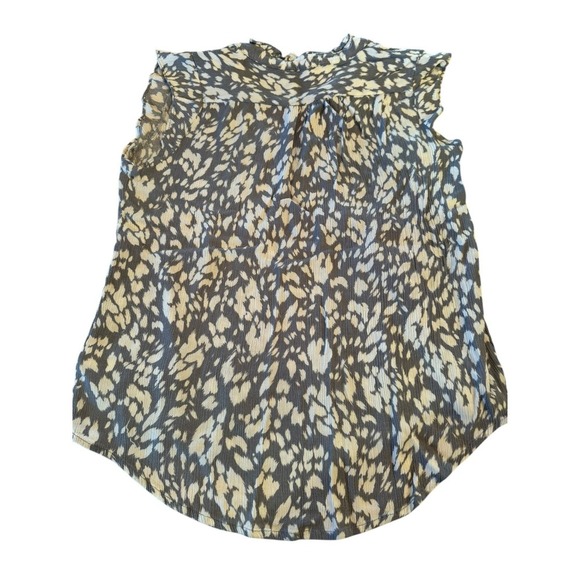 Monday Fun Summer Alvena‎ Sleeveless Blouse V-Neck Gray Print High Low Hem Top - Picture 4 of 6